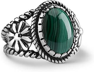 Sterling Silver Women's Ring Choice of Gemstone Color Native-Inspired Flower Design Sizes 5 to 10