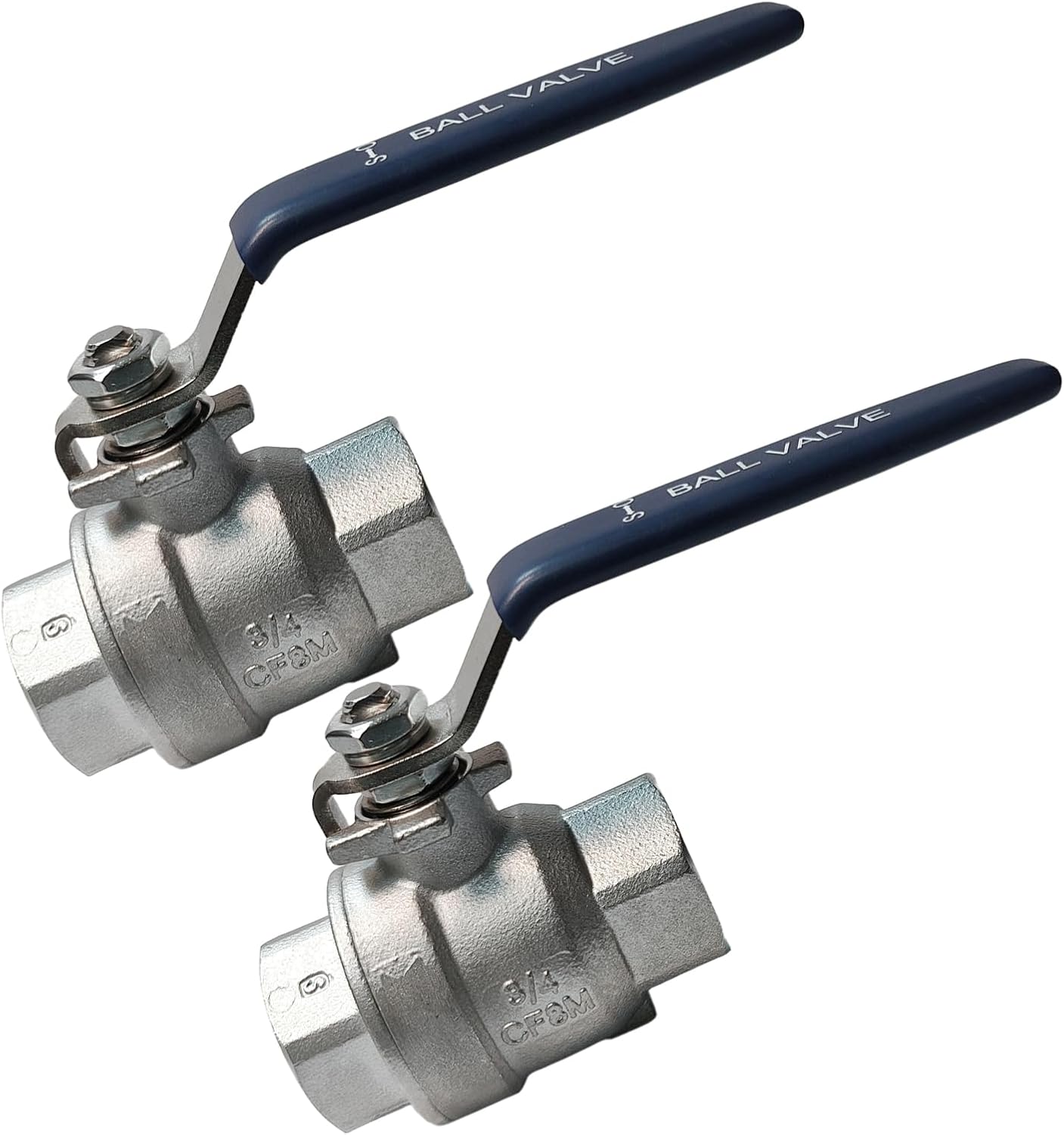 3/4 Inch 316 Stainless Steel Ball Valve, 2-Piece Full Port 1000 WOG NPT Female Threaded, High Pressure Shut Off Valve for Water Oil Gas Steam Marine -40°F to 450°F, Industrial Plumbing 2-Pack