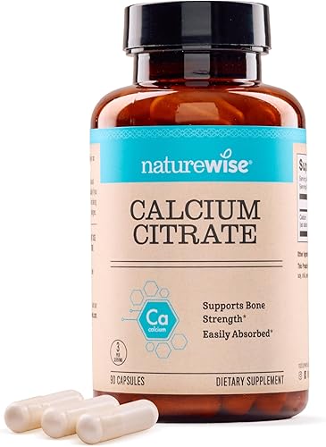 NatureWise Cápsulas de citrato de calcio de 500 mg - Suplemento para la salud ósea - Fácil de digerir y absorber - Vegano, sin OMG, sin gluten - 90