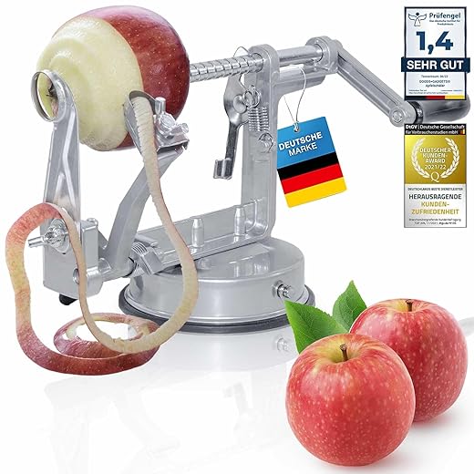 Edelstahl "Deluxe" Apfelschäler & Kartoffelschäler 3-in-1 Sparschäler Apfelschneider Apfelentkerner