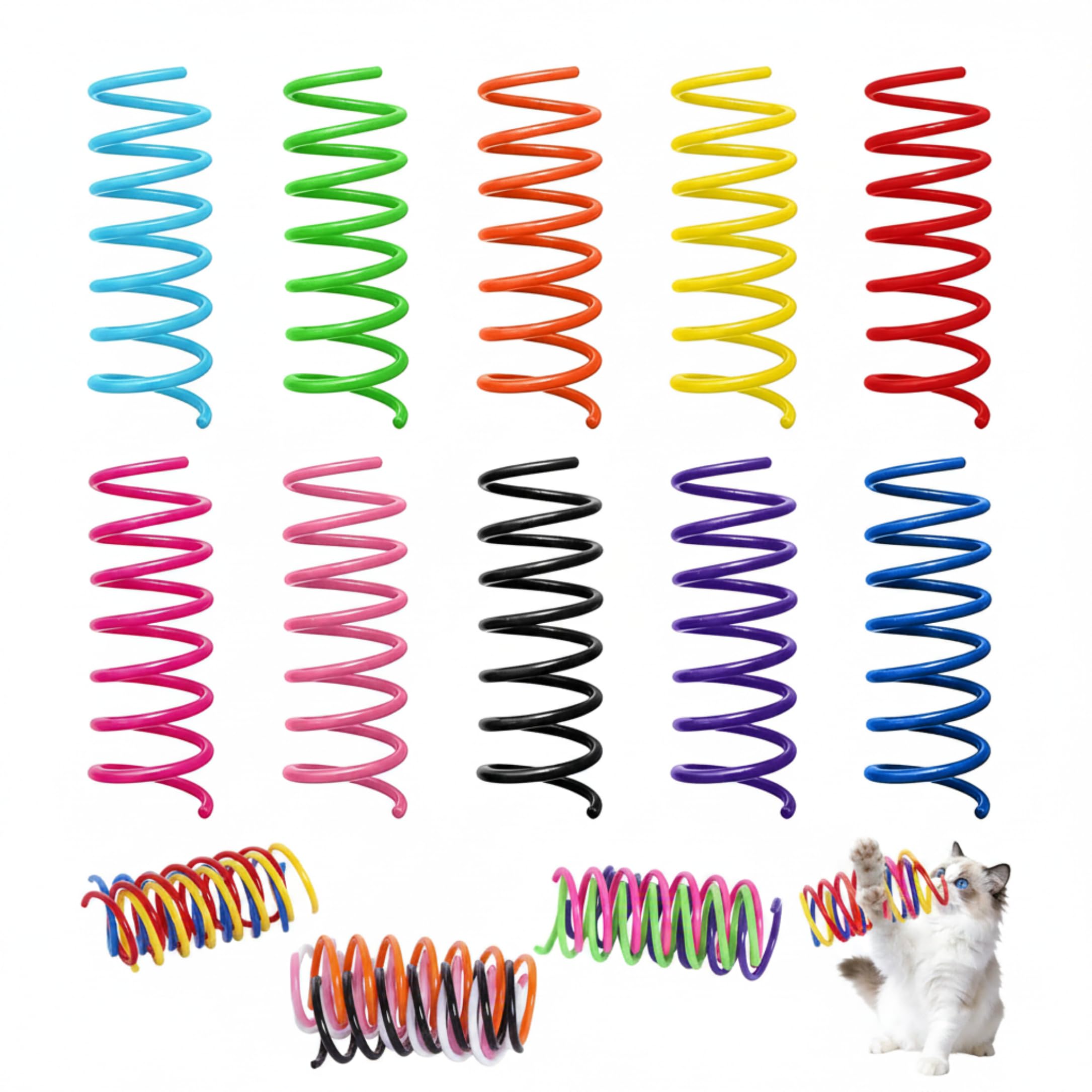 Hsrag Cat Spring Toys, 40 Pcs, 10 Color