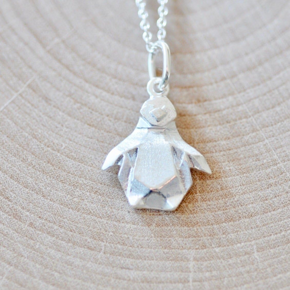 Origami Penguin Necklace in Sterling Silver with 16" Chain - Image 2