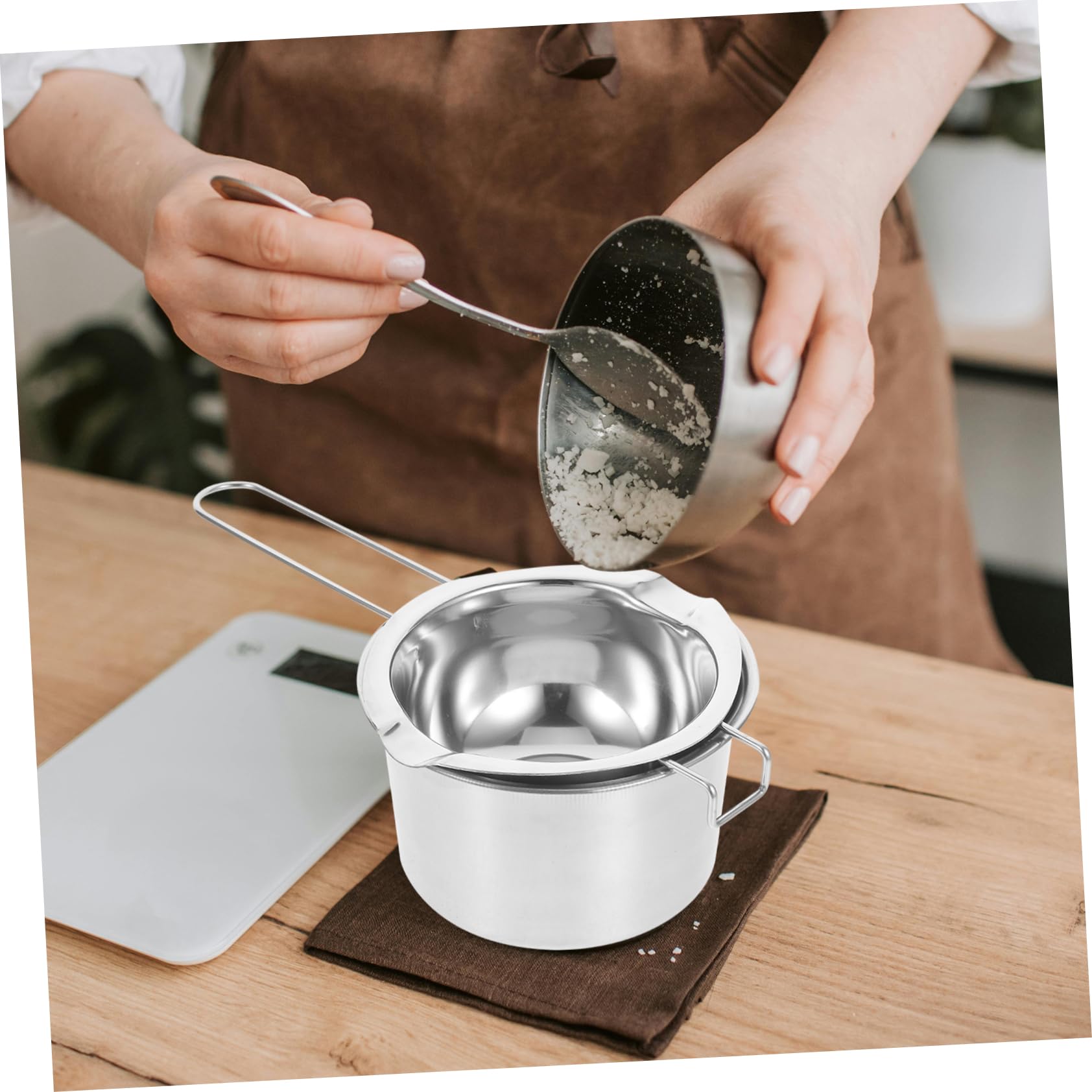 Holibanna 2 Series Kit De Crisol Para Velas Derretidas Elaboración Derretir Soja Cera Suministros Para Hacer Velas Suministros De Velas De Bricolaje Acero Inoxidable Plata 2 Piezas*2