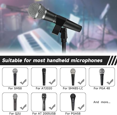Miniatura 6 de Juego de clips de micrófono para soportes 4 soportes de micrófono ajustables con adaptadores, micrófono inalámbrico y abrazadera para soportes de