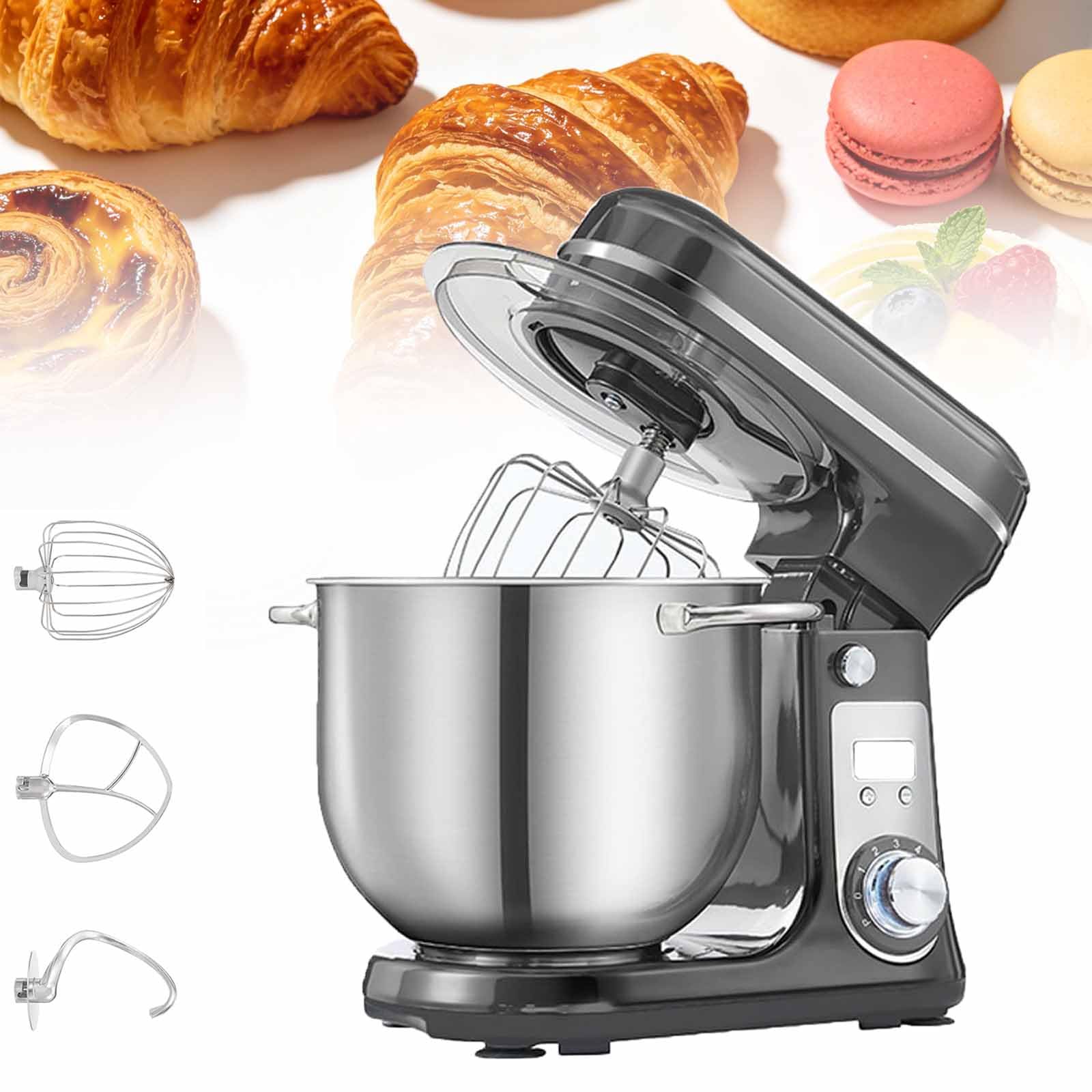 ERICAT 6L Tilt-Head Stand Mixer, Kitchen Stand Mixer with Beater, Dough Hook & Wire Whip, 6-Speed Adjustable & Low Noise, Quickly Efficiently Blending & Precise Control, For Cake, Batter, Bread