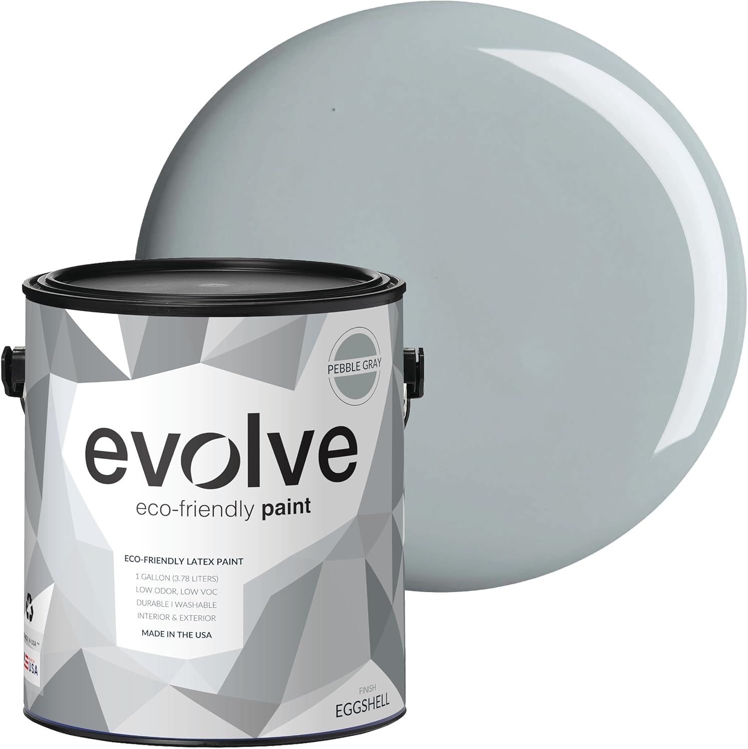 EVOLVE Paint & Primer: Environment-friendly, Low Sheen with One-coat Coverage for Interior & Exterior surfaces (Pebble Gray, 1-Gallon)