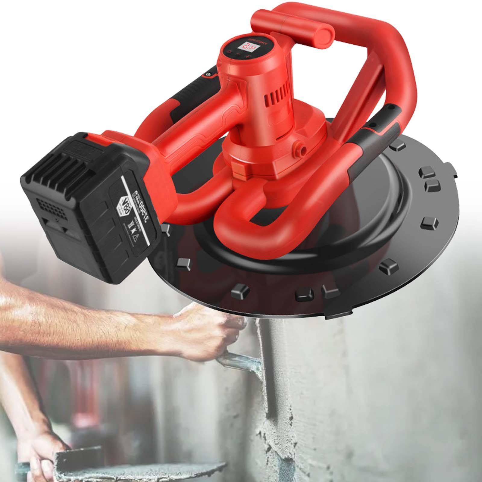 Frattazzatrice Elettrica per Cemento, Disco Abrasivo da 38 Cm, Apparecchio per La Lisciatura di Malta E Stucco Cementizio Senza Spazzole da 200 Giri/Min, 3229,17 Ft²/H,1Battery