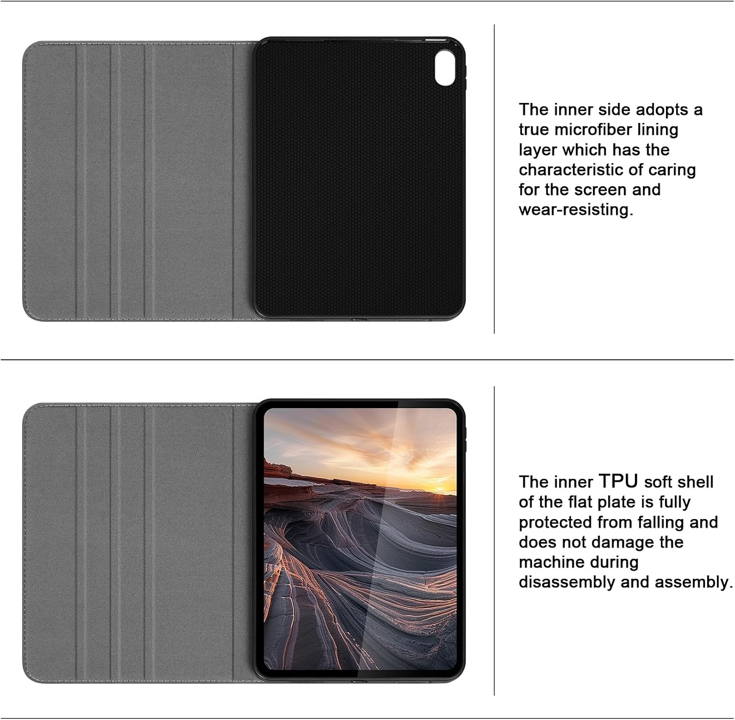 Premium Genuine Leather Case for iPad Air 11" M2/M3/M4 (2024-2026) & 10.9" 4th/5th Gen (2020/2022) - Multi-Angle Stand Cover with Auto Wake/Sleep, Slim Folio - Black