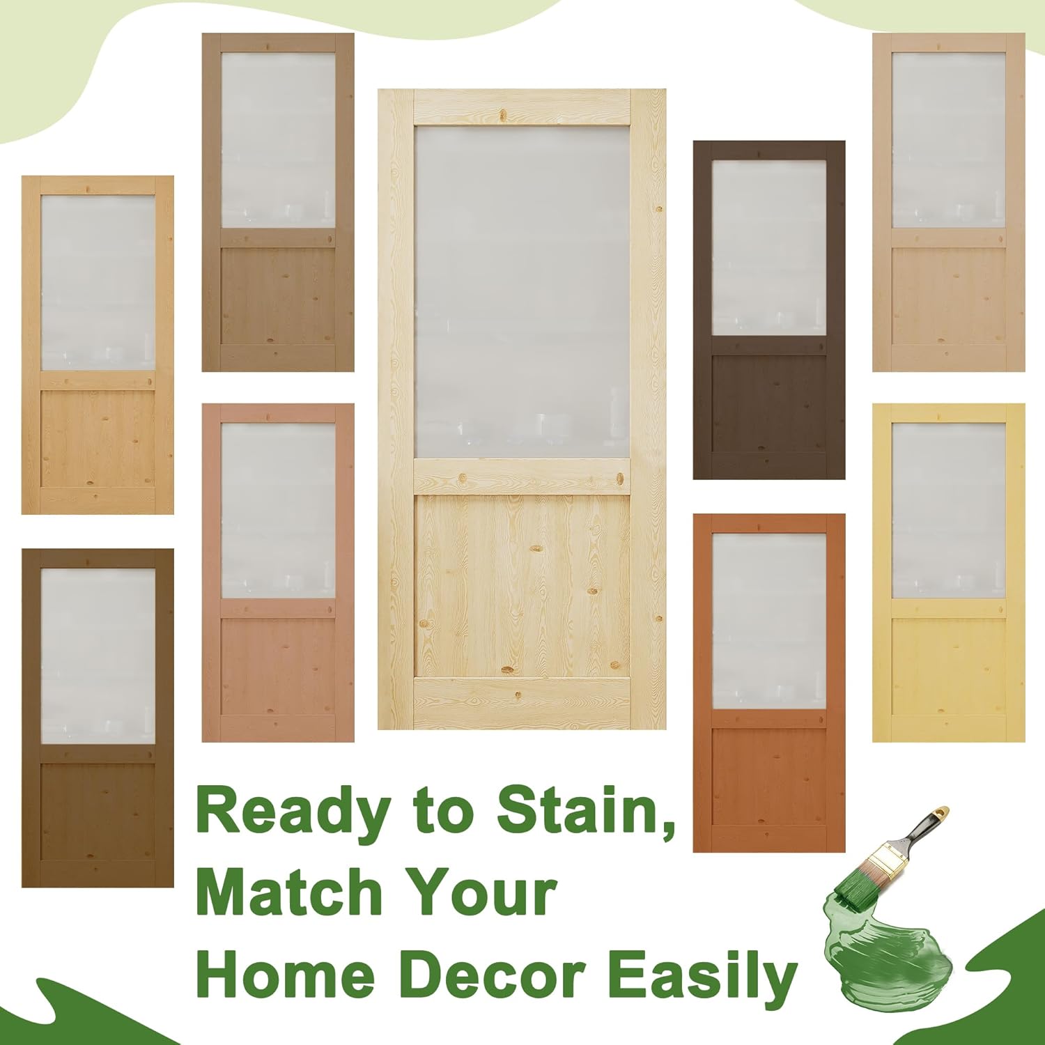 28"x80" Half Frosted Glass Interior Door Slab Shaker, Pre-Built Panel for Barn Doors, Pocket Door, French Doors, Pantry, Bedroom, Closet, Laundry & Bathroom, Solid Knotty Pine Wood