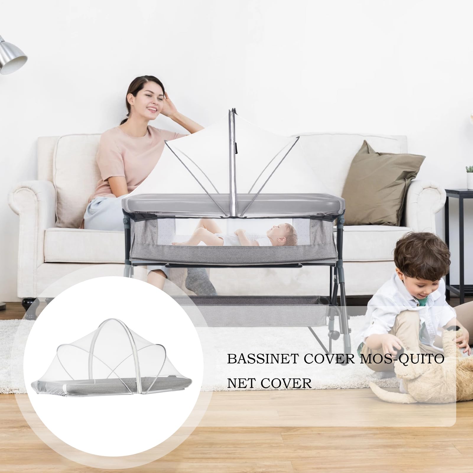 Bassinet Net Cover Baby, Portable Crib Net, Foldable Breathable Mesh Design, 21.65x39.37x21.65 Inches, Ideal for Stroller, Playard, Cradle, Outdoor Naps
