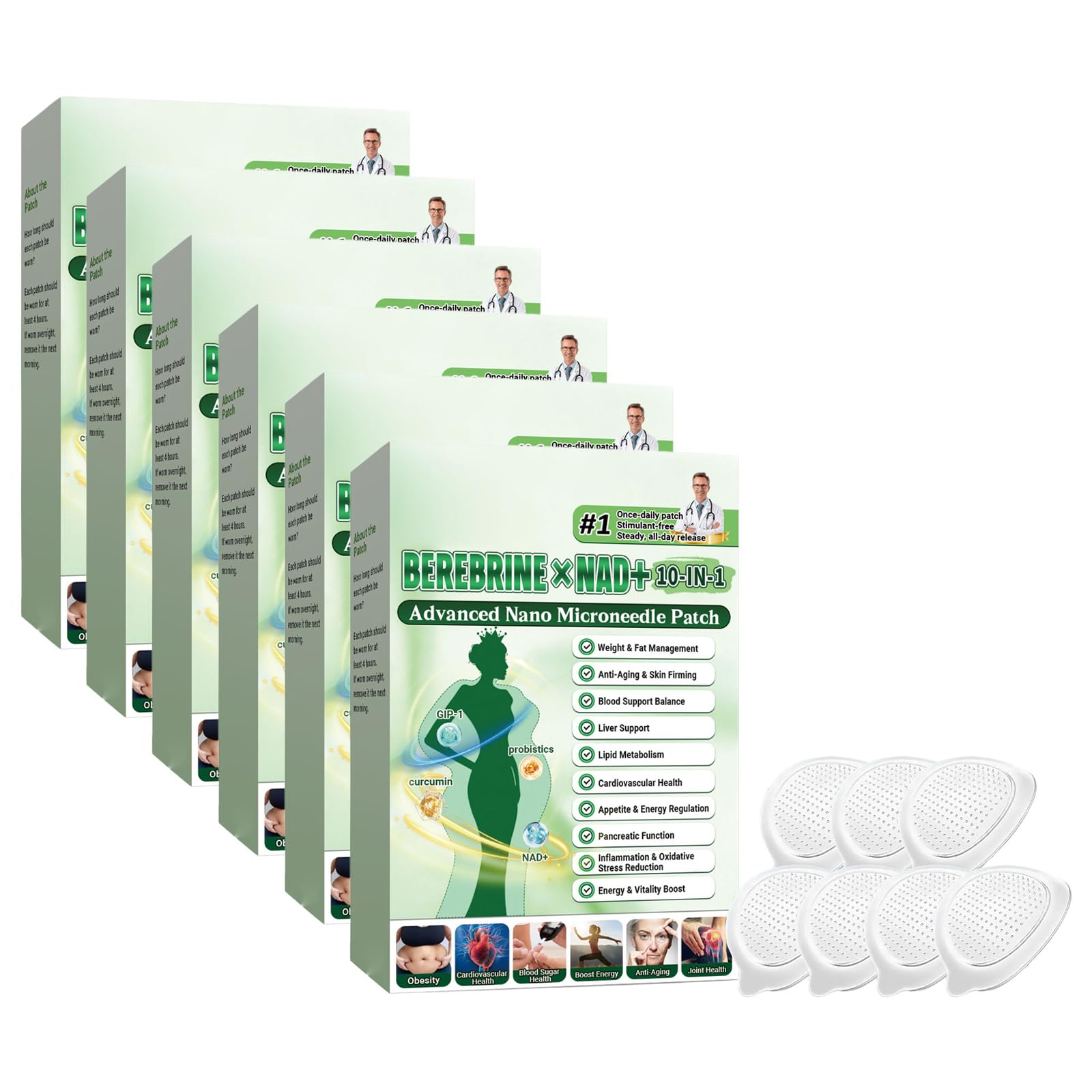 Patchs 10-en-1 Ingrédients Naturels Patchs pour Hommes et Femmes (6boîtes)