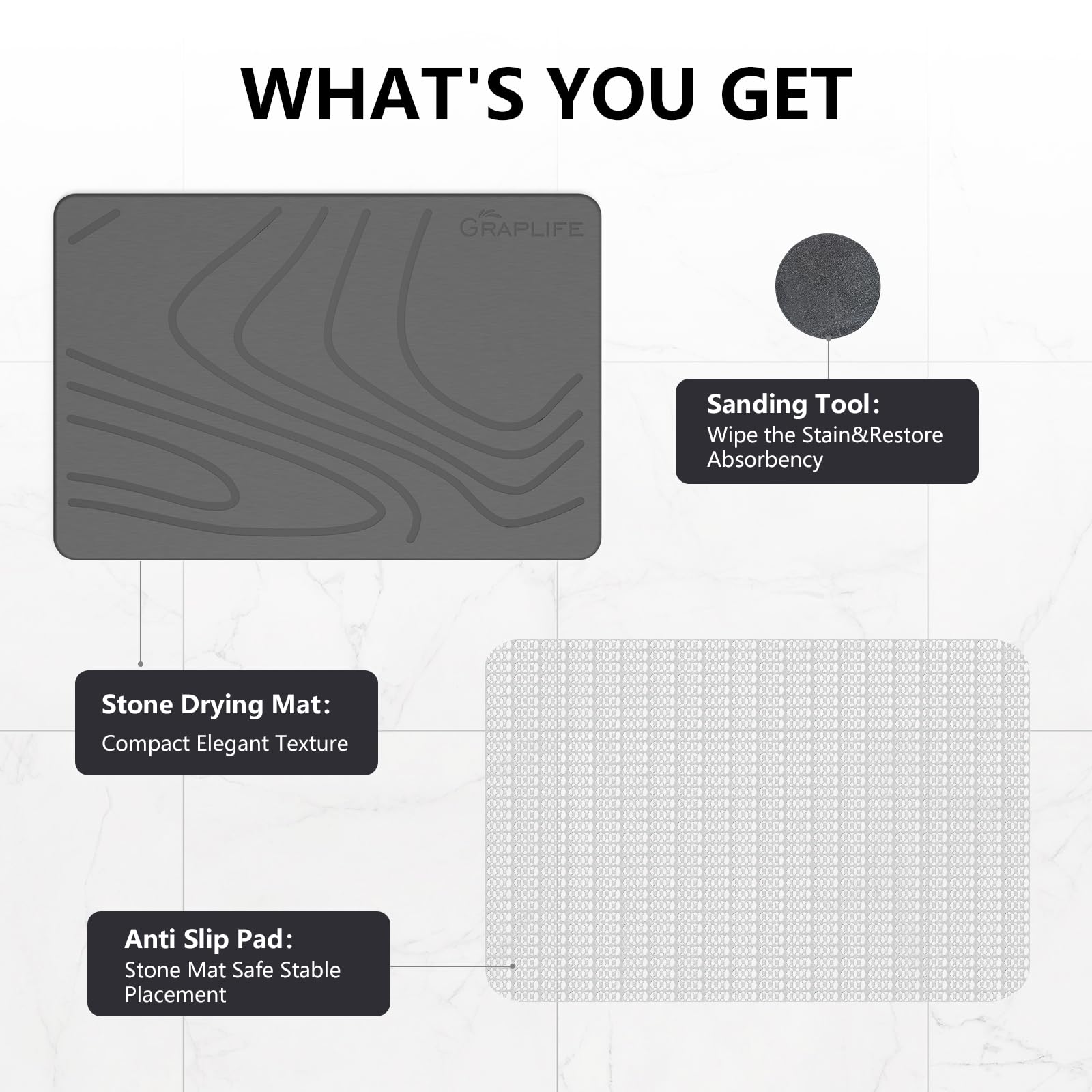 Stone Dish Drying Mat for Kitchen Counter