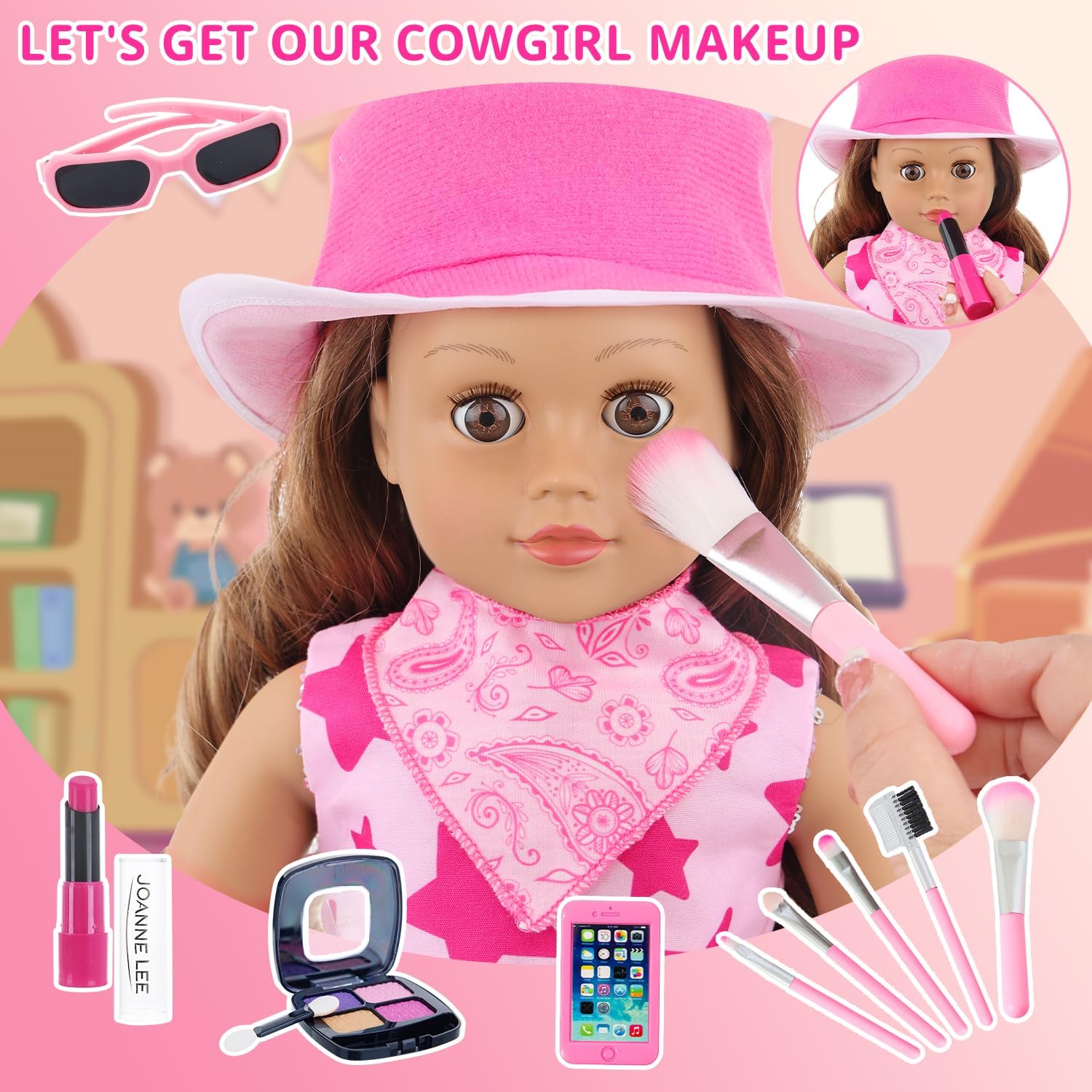 K.T. Fancy American Doll Clothes Makeup Accessories Western Cowboy Dress image 4
