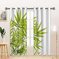 Vista 2 de MizuH Cortinas de bambú para dormitorio, privacidad asegurada, tratamiento de ventana, hoja de bambú, pureza fresca, arte tranquilo, 2 paneles de 28
