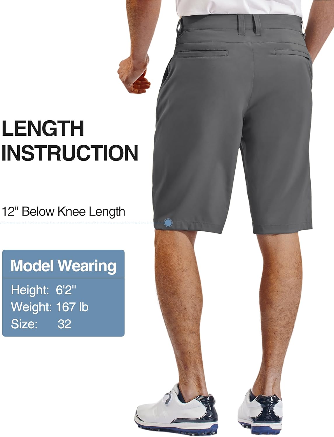 PULI Mens Golf Hiking Shorts Lightweight Casual Dress 12"/10" Inseam Work Stretch Travel Hybrid Quick Drying with Pockets - Image 2