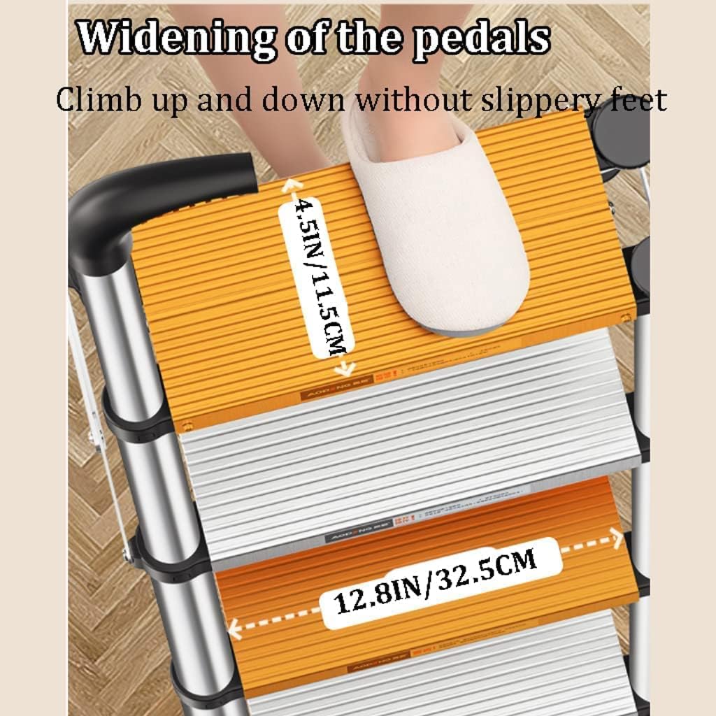 Step Ladder Home Telescoping Ladders Aluminum Type A Folding Ladder Portable Step Ladders for Indoor Outdoor Work, 330lb Folding Ladder Telescopic Ladder(Color:A,Size:4-Step Ladder)