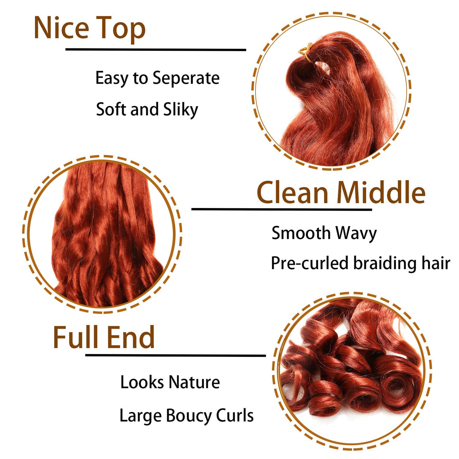 9Packs French Curl Braiding Hair Extension Crochet Braids Hair Extensions for Braiding Crochet Hair for Braiding Pre Stretched Braiding Hair Synthetic Hair for Braiding (#350 - Image 3