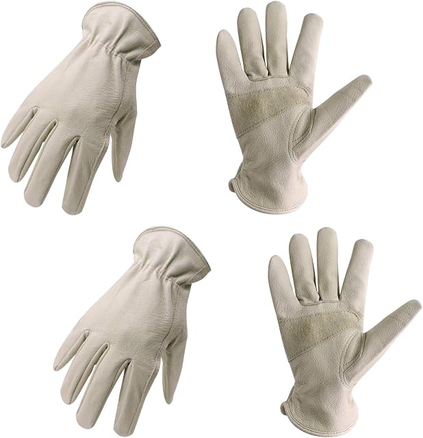 HLDD HANDLANDY 2 Gants de travail en cuir pour hommes & Femmes, Gants pour chauffeur, Construction, Yardwork, Jardinage