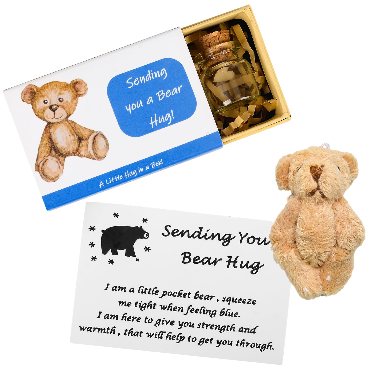 YizemayPocket Hug Bear, Mothers Day Easter Gifts for Her Him, Worry Dolls Adopt Me Toys, Hug in a Box for Women, Anxiety Bear Birthday Gifts for Women Men, Thinking of You Get Well Soon Pocket Hugs