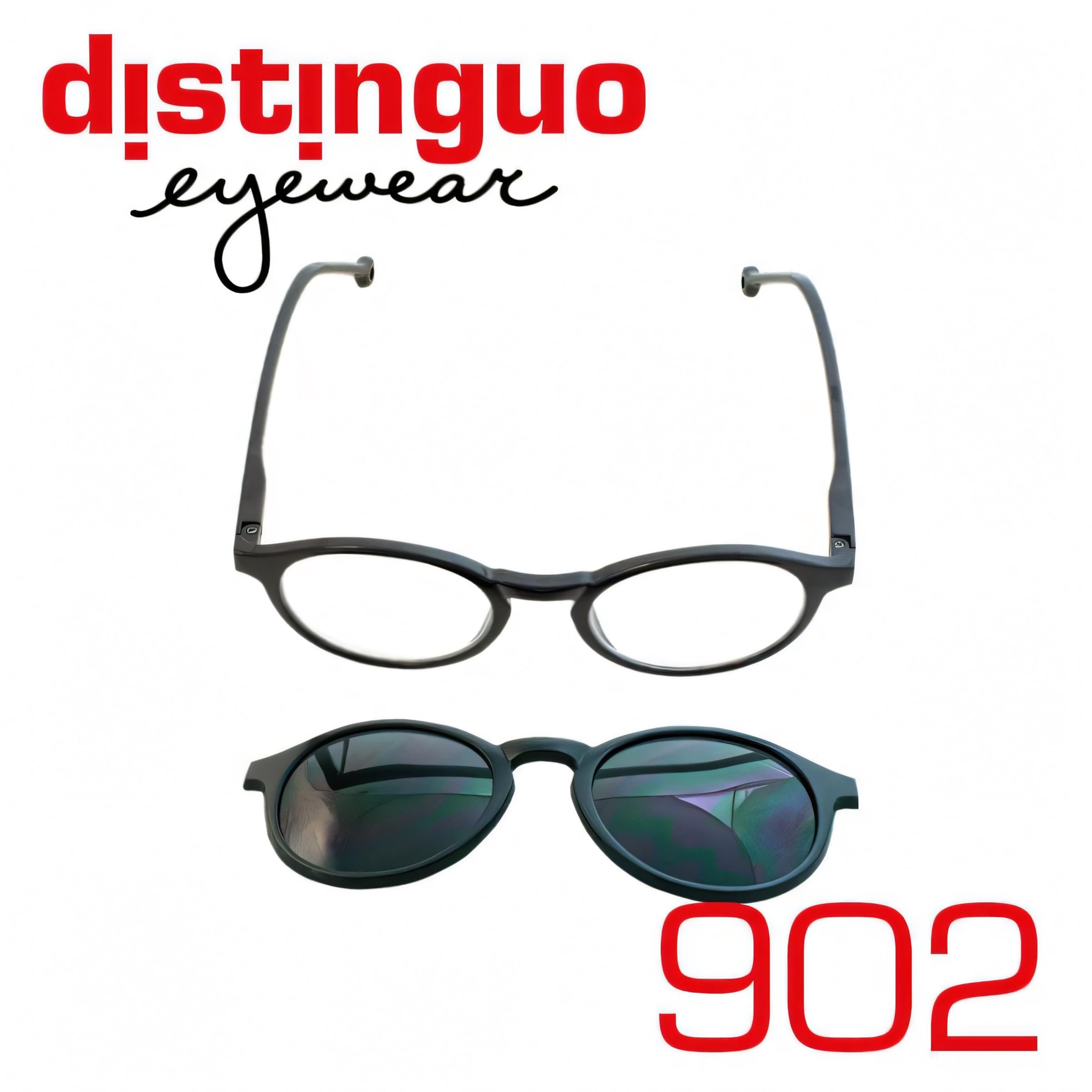 Occhiali da Lettura 900 - Unisex, Convertibili in Occhiali da Sole con Clip Magnetica, Diverse Gradazioni in Colore Nero, Completi di Accessori Occhiale