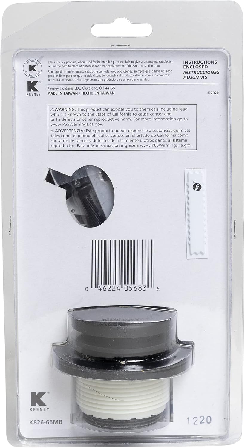 Plumb Pak K826-66MB Foot Lok Stop Style Universal Bath Drain Replacement Trim Kit, Matte Black