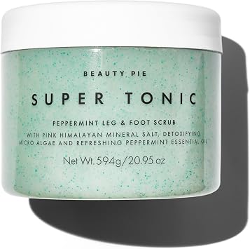 Beauty Pie Super Tonic Peppermint Leg & Foot Scrub   Cooling Exfoliating Salt Scrub with Peppermint & Vitamins   Smoothing Polish for Legs, Heels & Feet   Refreshing Spa-Style Body Care