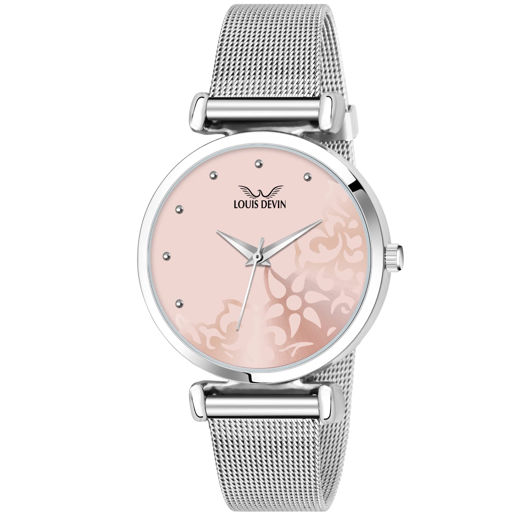 Louis Devin Pink Dial Mesh Steel Chain Analog Wrist Watch for Women | LD-L157-PNK-CH (B0B2LY8ZR2) Amazon Price History, Amazon Price Tracker