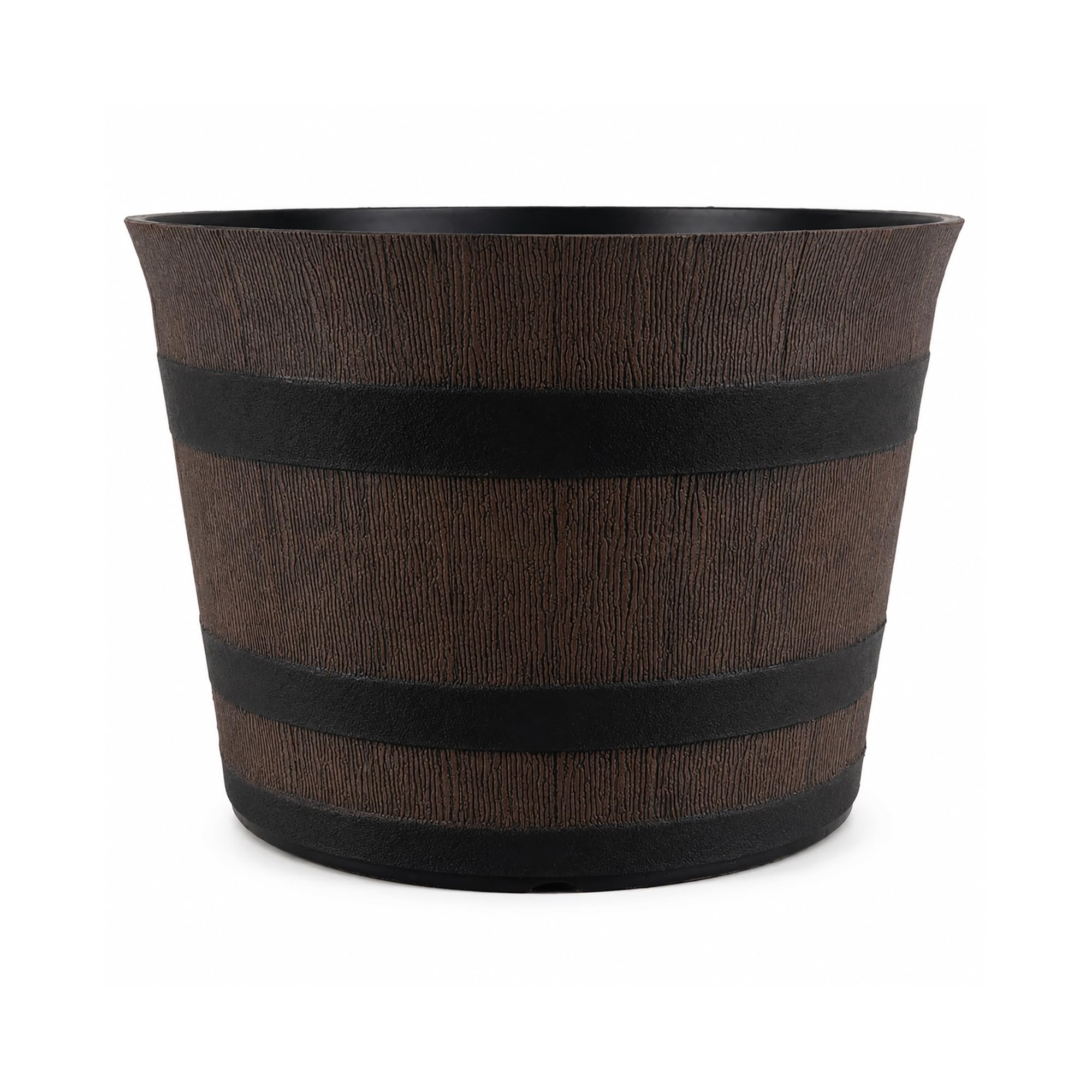 Simpa Brown Homestead Half Barrel Indoor/Outdoor Cask Planter - Large, 22Cm (H) X 40Cm (Dia) - Single Pot.