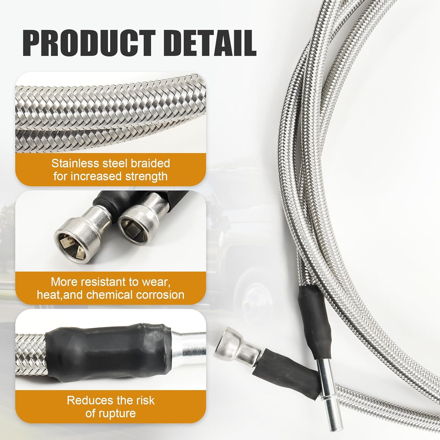 819-840 Fuel Line Kit Compatible with 1999-2003 Chevy Silverado 1500 2500 HD 3500 GMC Sierra 1500 2500 HD 3500 Stainless Steel Braided Fuel Hose Set OE#819-840 15043857 15765803