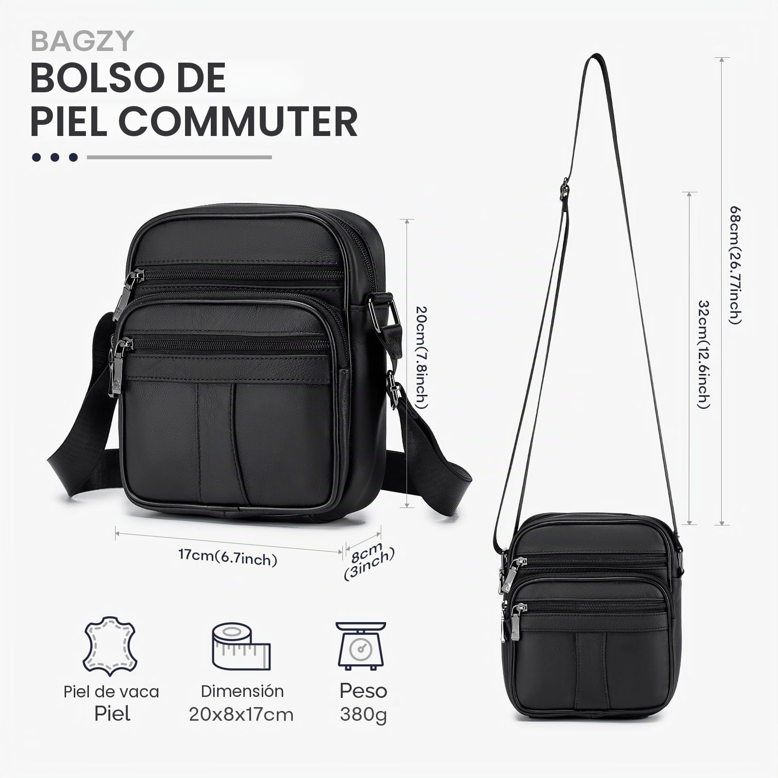 BAGZY Bolso bandolera para hombre, de piel auténtica, pequeño bolso de hombro para hombre, mochilas de negocios, bolsas de mano, bolsas de viaje