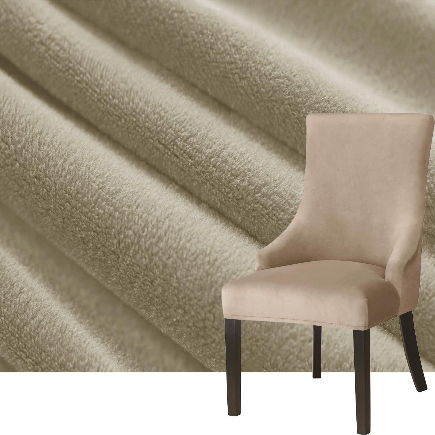 Housse Fauteuil Velours Extensible à Oreilles pour Salon et Salle à Manger
