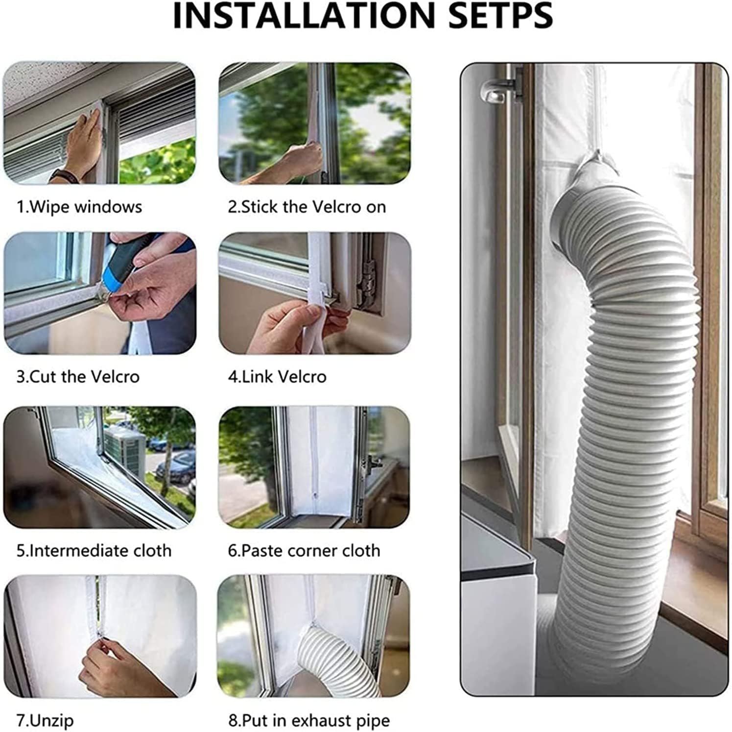 Fensterabdichtung für mobile Klimageräte, Klimaanlagen & Wäschetrockner – Flexible Dichtung 400cm