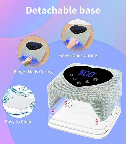 Miniatura 6 de Luz UV para uñas, lámpara UV inalámbrica para uñas de gel de 72 W, secadora de uñas LED de diamante recargable con 5 ajustes de temporizador,