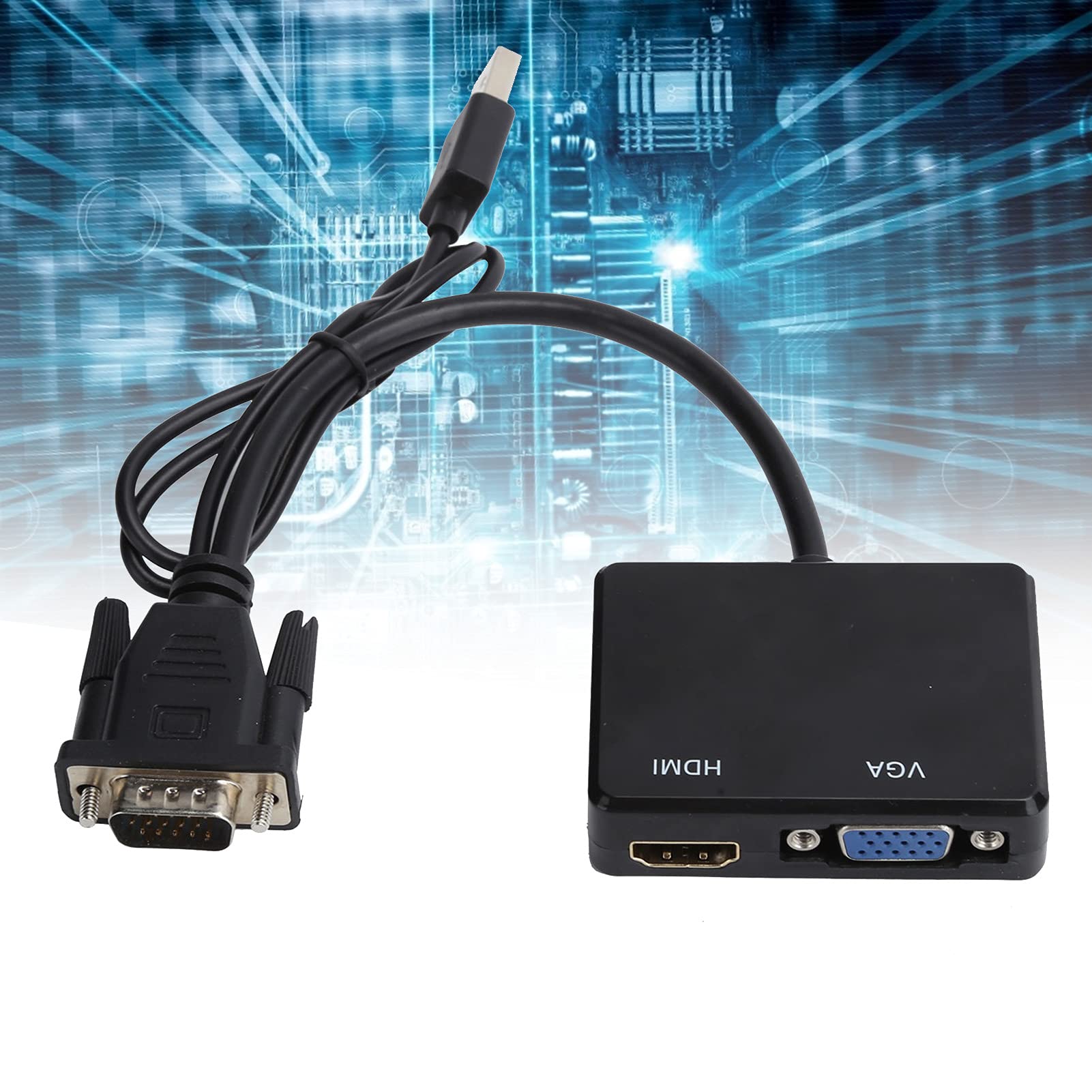 ciciglow Adaptateur VGA vers VGA HDMI, Adaptateur VGA vers HDMI VGA Convertisseur Splitter Support Adaptateur Double Affichage pour DVD Blu-Ray DVD X360 Box et Autres Appareils(Noir)