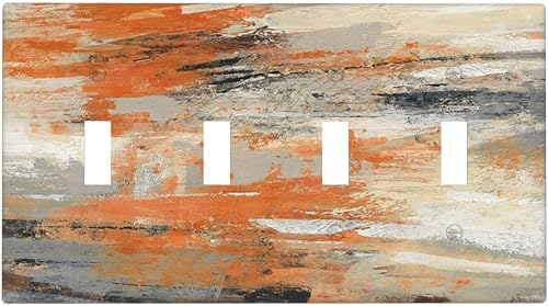 Miniatura 18 de Cubiertas de Interruptor de Luz de Palanca Simple con Diseño Abstracto de Sol Amanecer Retro, Placa Decorativa Arcoíris Atardecer de 1 Gang, Placa