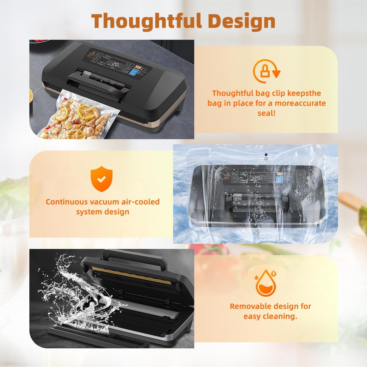 WubbaLubba 95kpa Vacuum Sealer for Food, Automatic Food Sealing Machine with Easy-Lock, Integrated Cutter & Starter Kits for Food Storage Preservation
