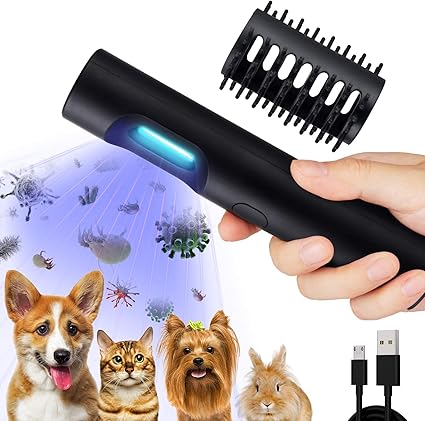 New Generation 2 In 1 Portable Pet Grooming Comb Ultraviolet Disinfection With Detachable Rubber Brush Uv Light Sterilization Massage For Dog Cat And Small Pets Amazon Co Uk Pet Supplies