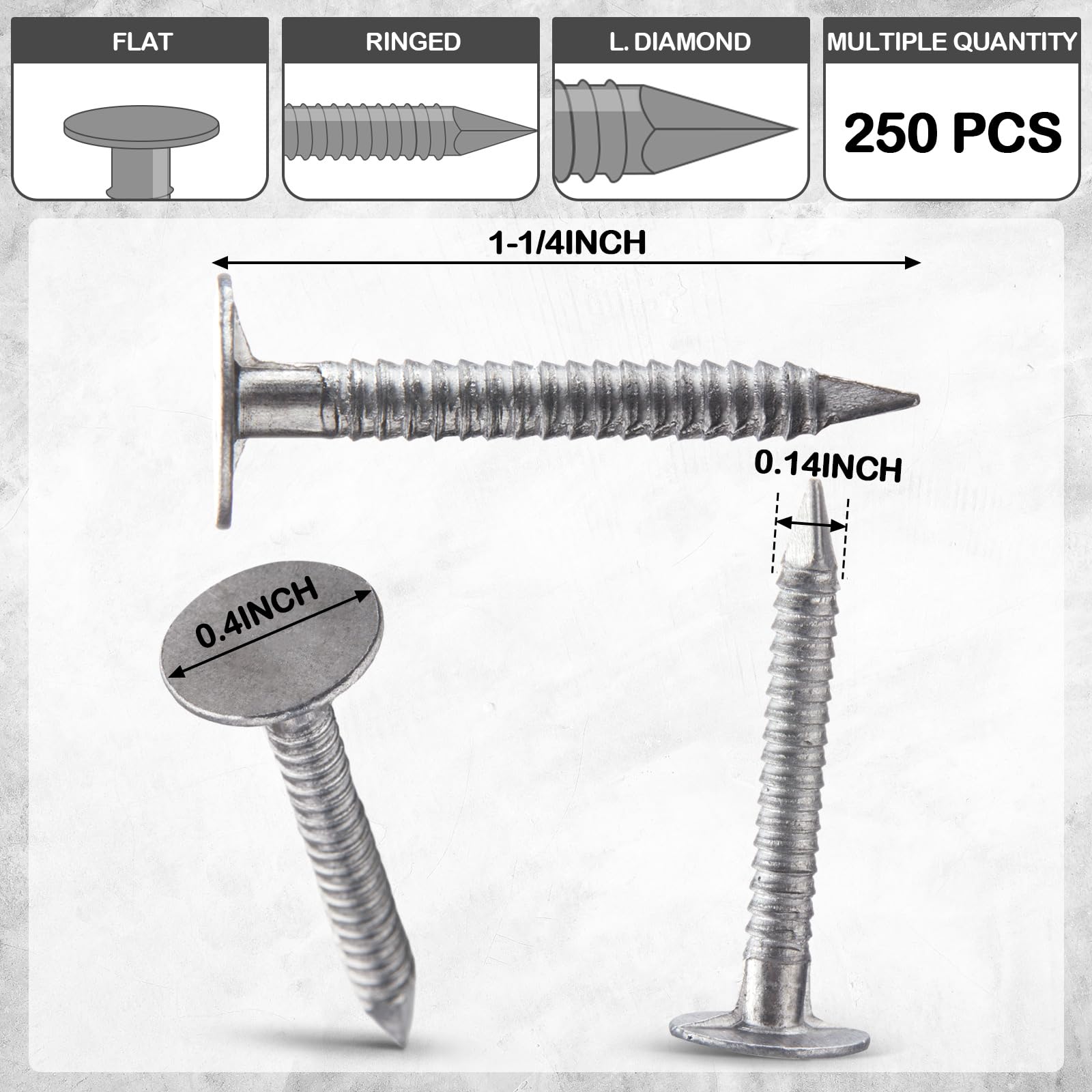 Aluminum Roofing Nails - 250 Pack -2