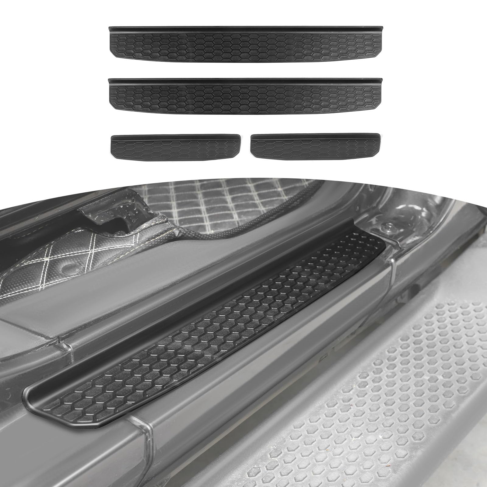 RT-TCZ for Wrangler JL Door Sill Guards, Door Entry Guards Protector for Jeep Wrangler JL JLU Gladiator JT 4 Door 2018 2019 2020 2021 2022 2023 Black