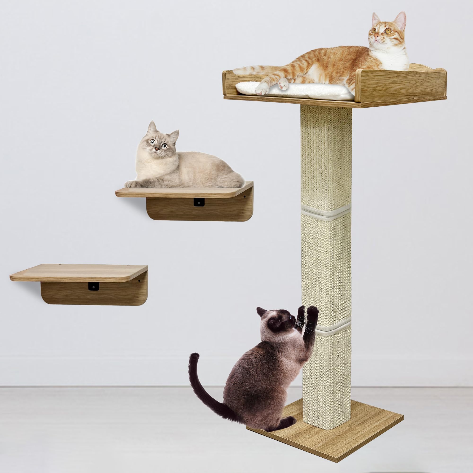 GarveeLife Cat Window Perch with Tall Scratching Posts and 2 Platforms, 40