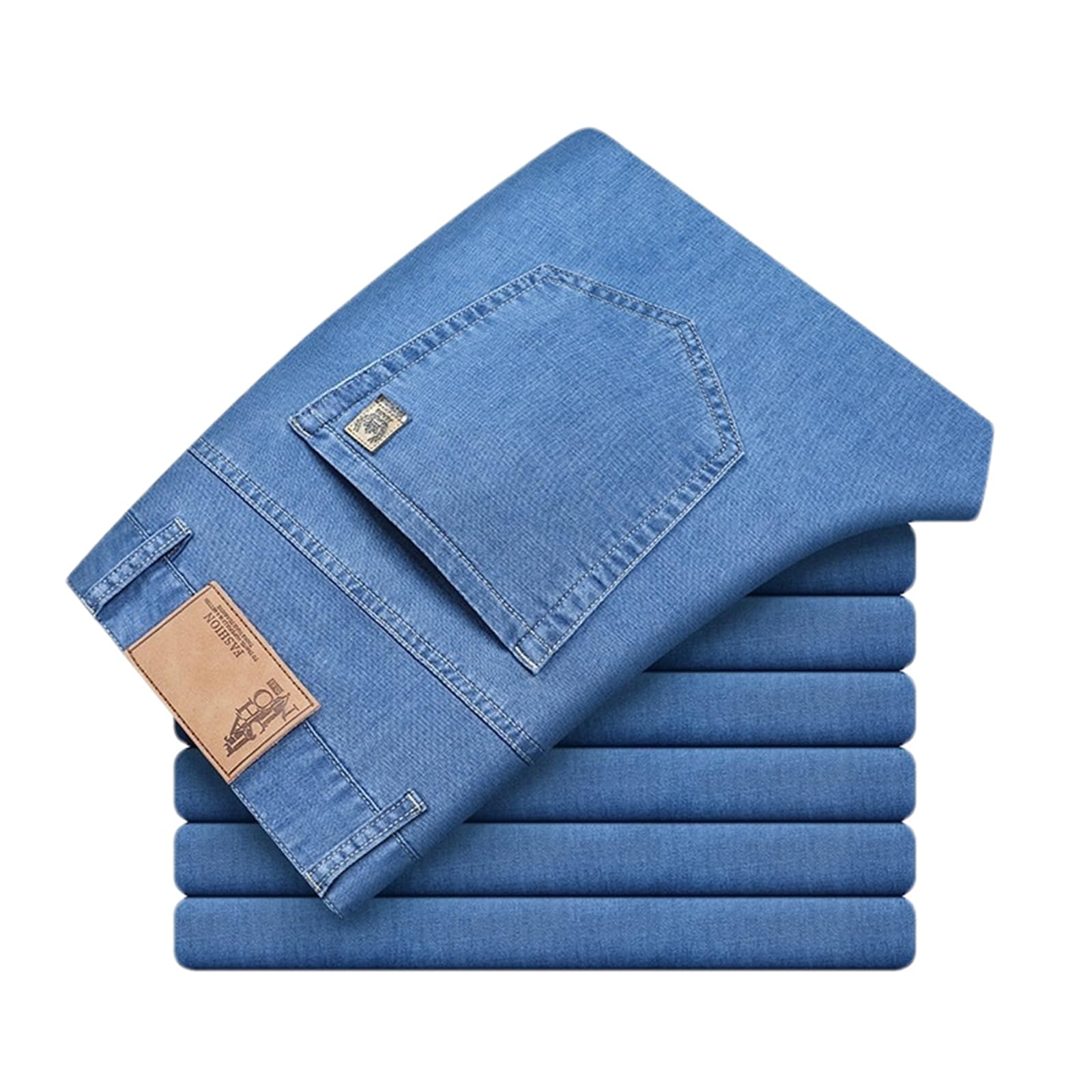 Jeans da uomo sottili dritti Lyocell Feel Denim Pantaloni Business Casual Leggeri Estate Ufficio Pantaloni