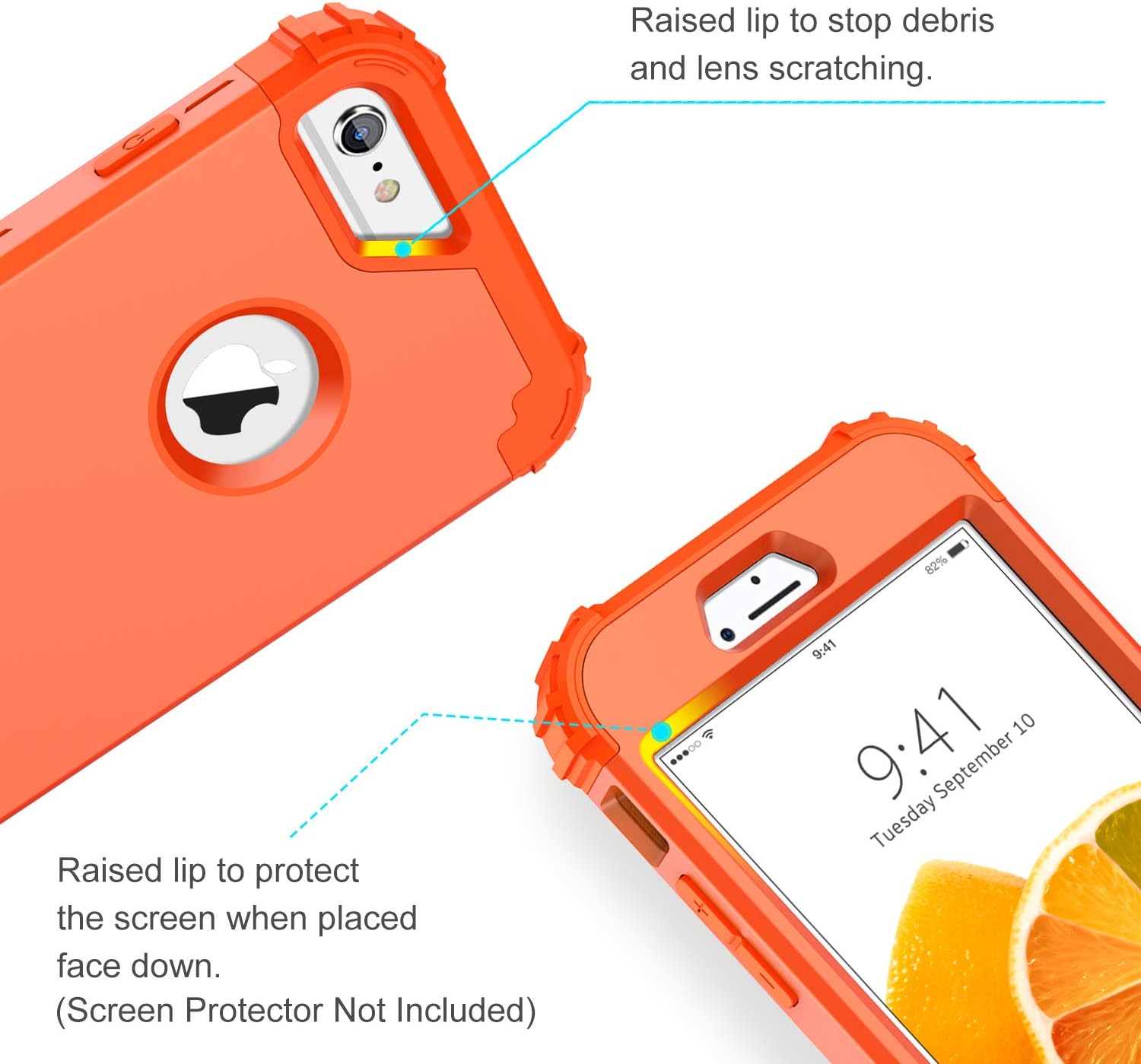 BENTOBEN iPhone 6S Case, iPhone 6 Case, 3 in 1 Heavy Duty Rugged Hybrid Hard PC Soft Silicone Bumper Shockproof Non-Slip Protective Case Cover for Apple iPhone 6S/iPhone 6 (4.7 Inch), Coral Orange