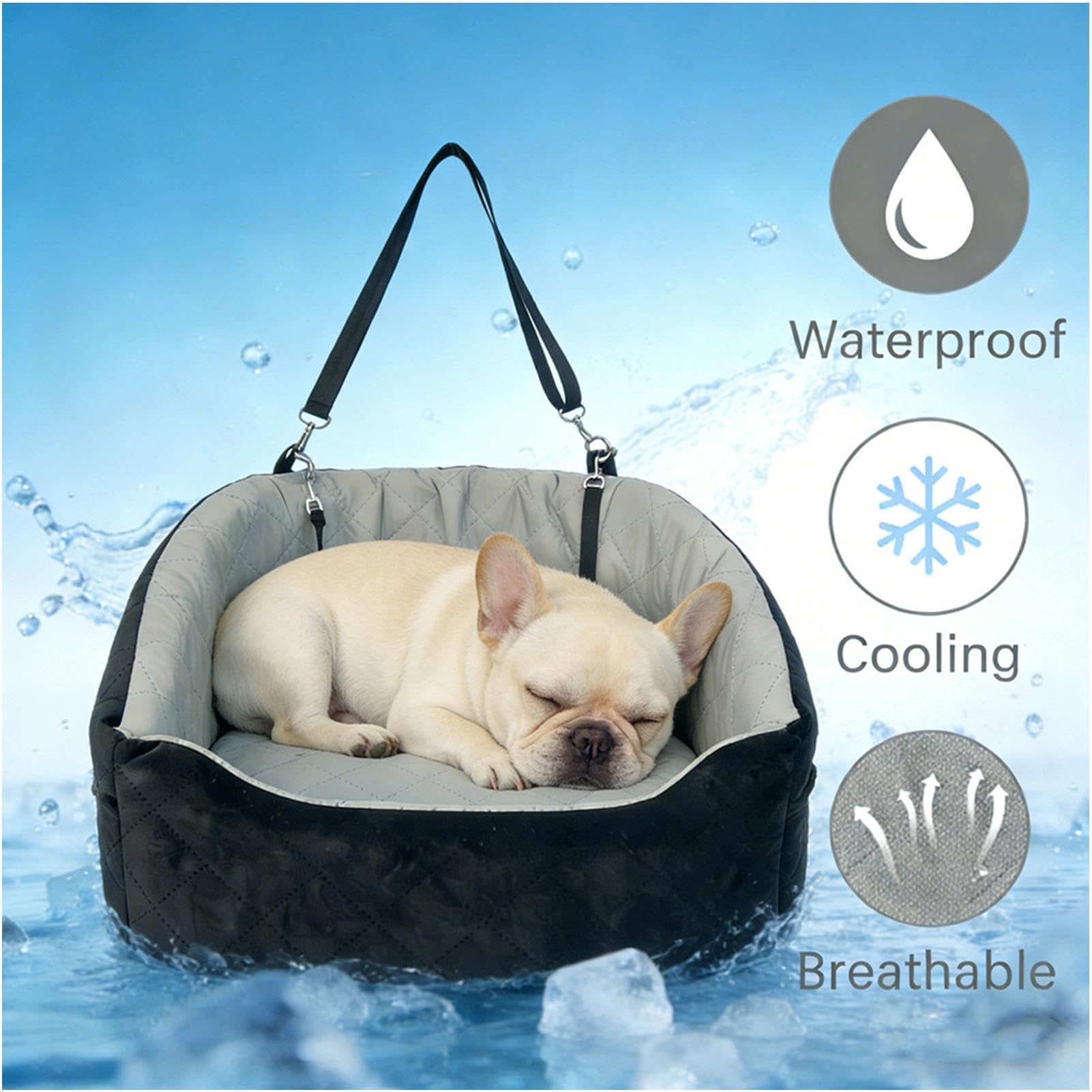 Asiento de Coche para Perro con Bolsillo para Cinturón y Base | Asiento Elevador Cama Coche para Perros Para Cachorros y Gatos Pequeños y Medianos en SUV y