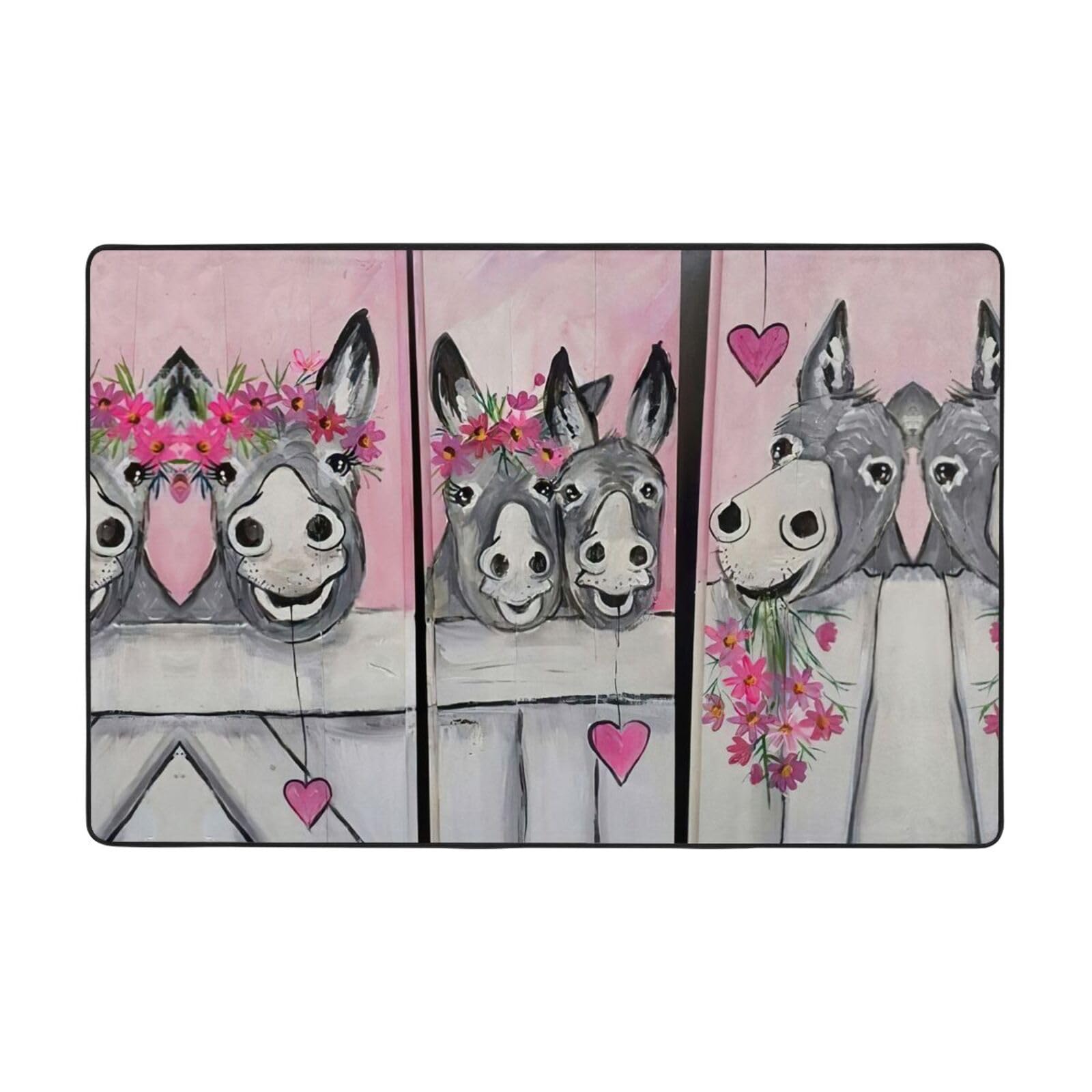 Tapis âne et fleur EdWal super doux pour salon et chambre cocooning