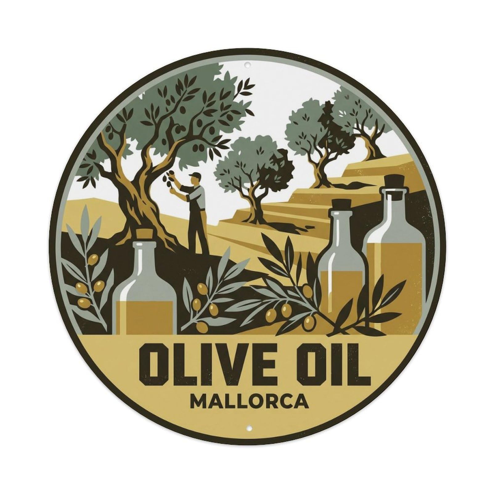 Mallorca Olive Oil Culinary Travel Island Metal Tin Sign