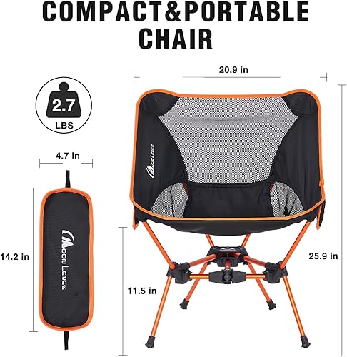 Miniatura 21 de MOON LENCE Silla de camping portátil para mochilero, silla plegable ultraligera de 4ª generación, sillas plegables compactas y ligeras