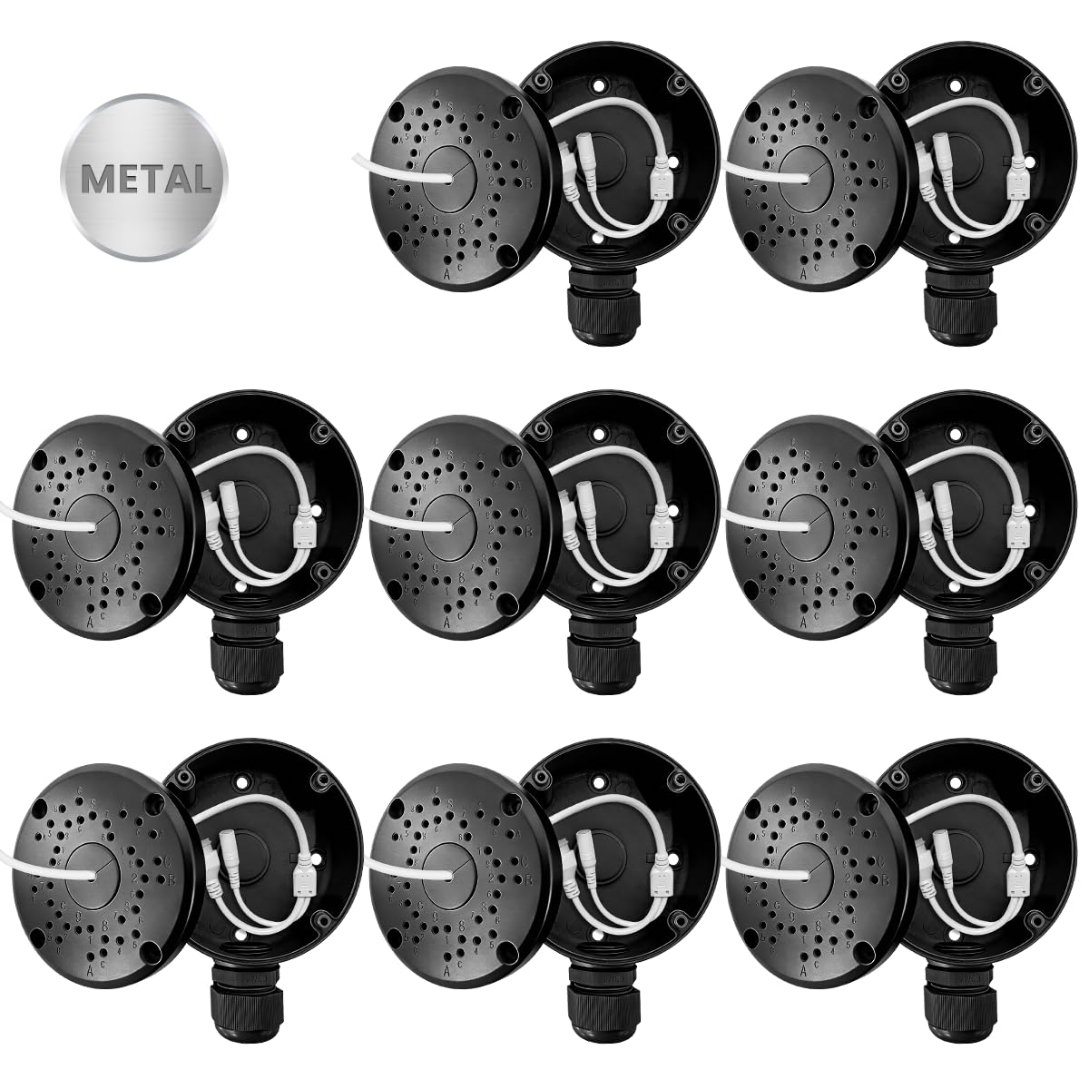 Metal Security Camera Cable Hide Junction Box, Universal Mount for Bullet Cameras, Durable IP66 Waterproof Housing for Surveillance Cameras