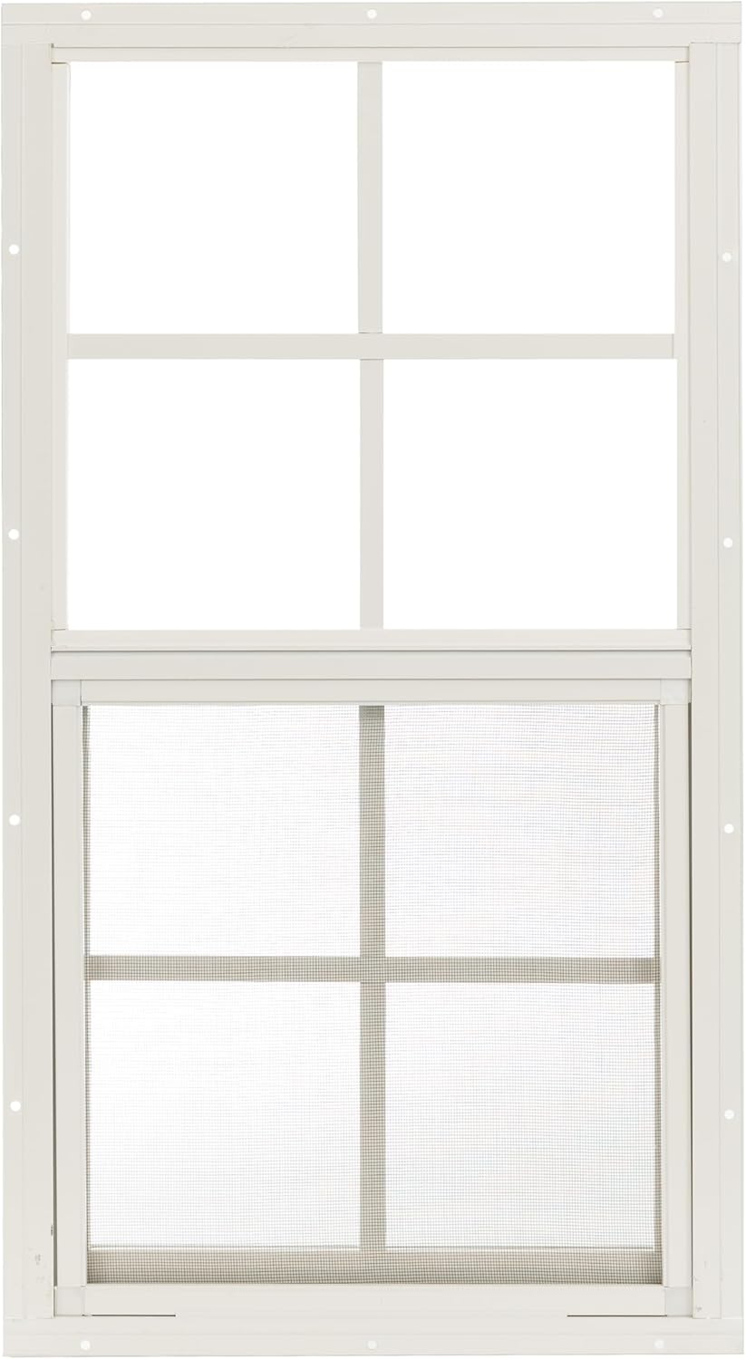 Shed Windows 14x27 (1-Pack) | Sliding Windows with Tempered Glass & Screens | Flush Mount, White Aluminum Frames for Sheds, Chicken Coops & Playhouses
