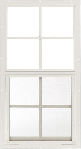 Ventanas de cobertizo de 14 x 27 pulgadas (paquete de 1) | Ventanas corredizas con vidrio templado y pantallas | Montaje empotrado, marcos de Blanco