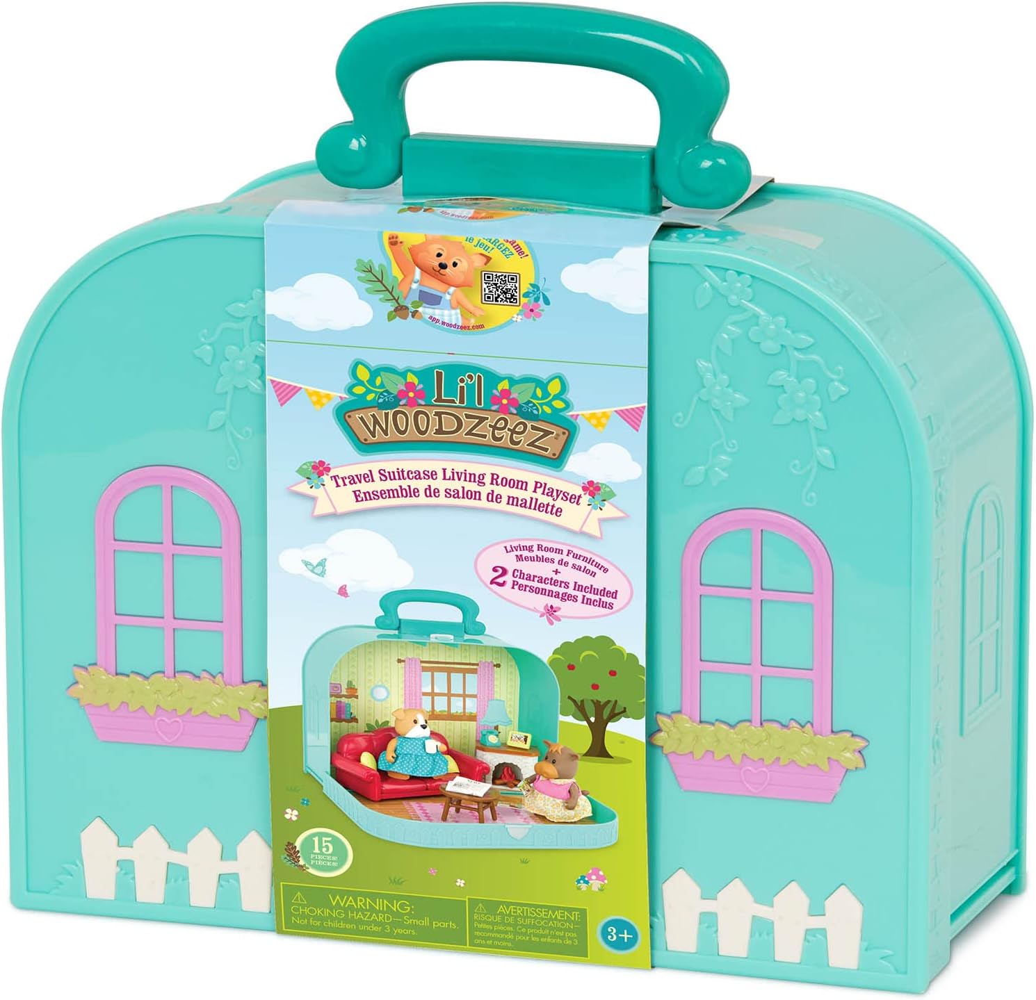 Li'l Woodzeez – Portable Toy Figures Playset – Miniature Furniture & Posable Animal Figures – Includes Couch, Fireplace & Food – Imaginative Play for Kids Ages 3 Years and Up – Collectible Playsets
